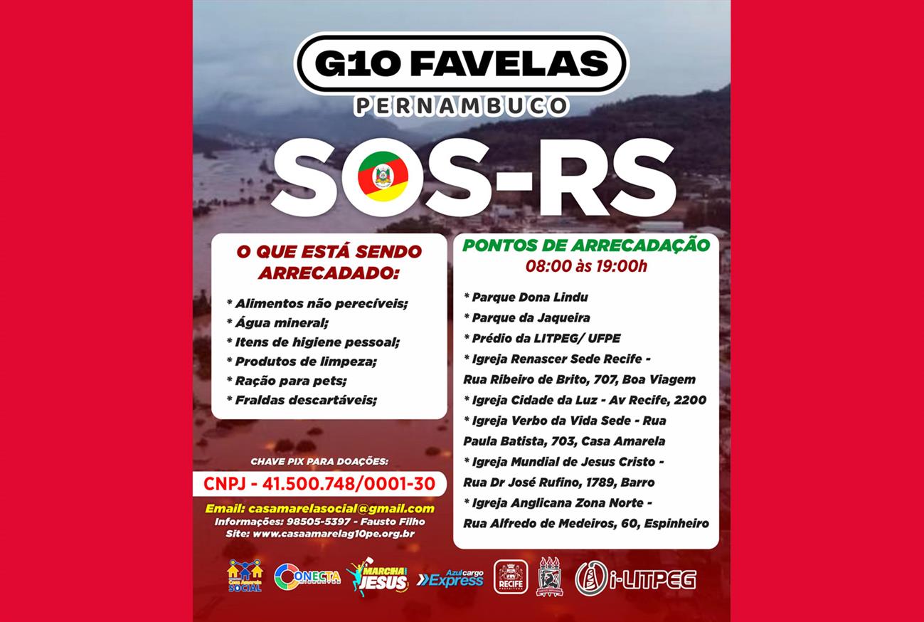 G10FAVELAS Pernambuco mobiliza igrejas e ONGs na Campanha SOS Rio Grande do Sul